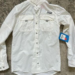 Colombia white button down